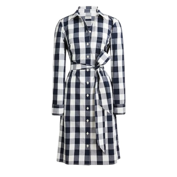 J. Crew Dresses & Skirts - JCrew Navy & White Gingham Plaid Shirt Dress (Women’s Size 4)